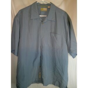 Cubavera‎ Camp Shirt Vertical Stripe Button Up Short Sleeve Casual Large